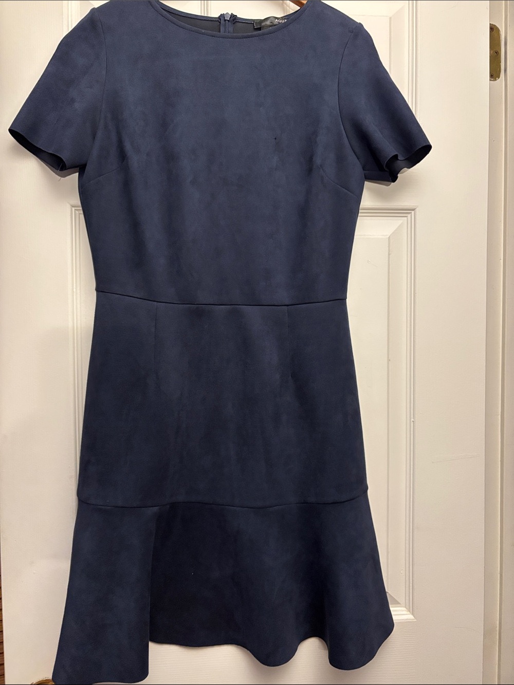 Aqua Navy Blue Ultra-Suede Short Sleeve Dress